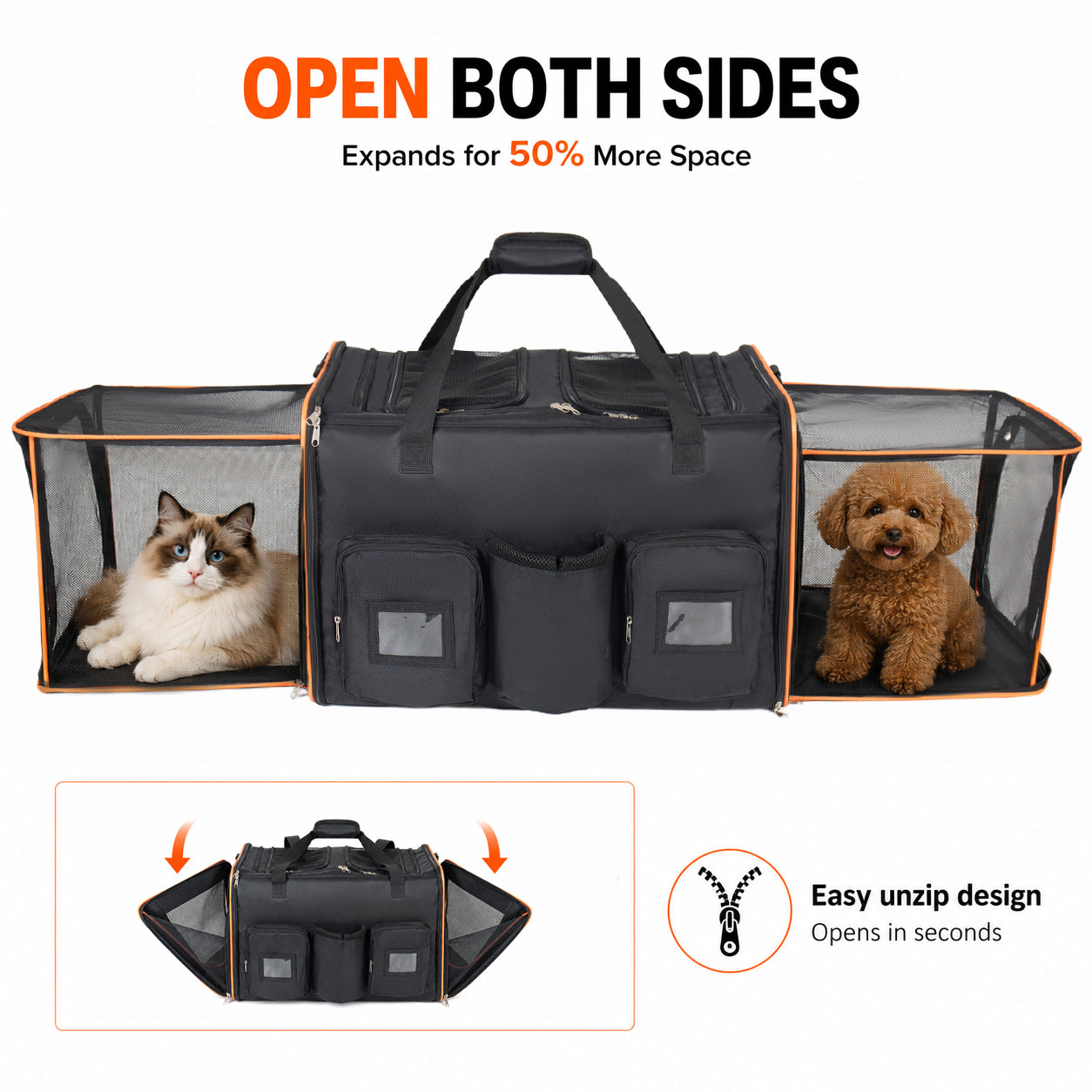 [vendor] 2 In 1 Large Cat Carrier For 2 Cats,Rolling Pet Carrier With