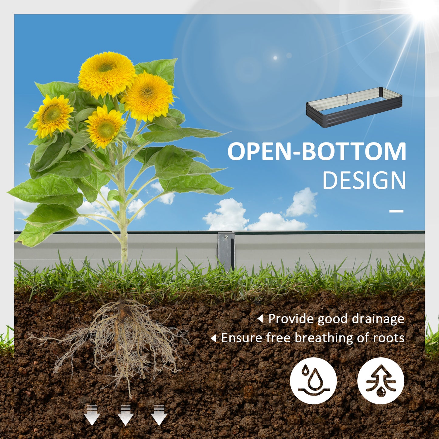 [vendor] Metal Raised Garden Bed Planter Box Outdoor Planters For