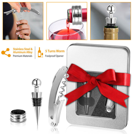 [vendor] 3Pcs Corkscrew Bottle Opener Set Tool Foil Cutter Drip