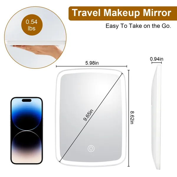 [vendor] 5.98x8.62in Lighted Makeup Mirror Vanity Desk Mirror