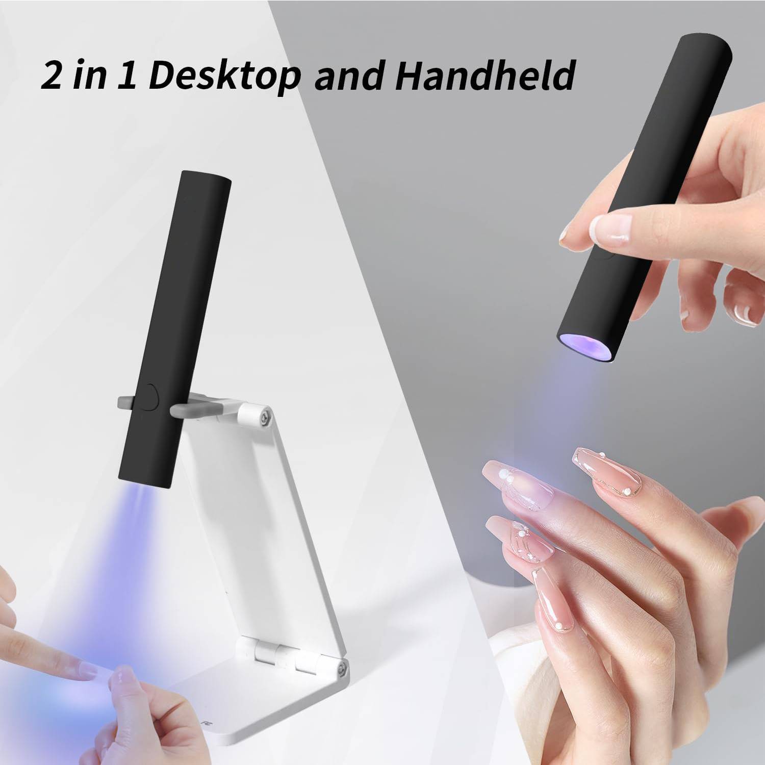 [vendor] Mini UV LED Nail Lamp Handheld With Stand, Portable Nail