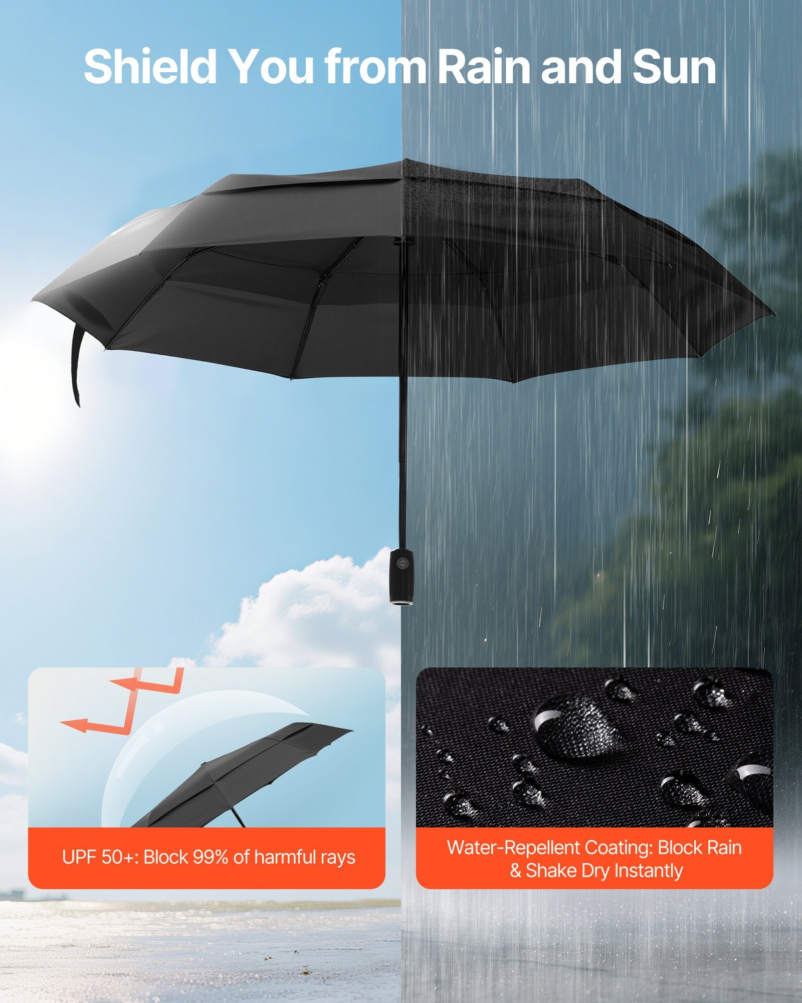 [vendor] Travel Umbrella, 42 In Portable Compact Umbrellas,