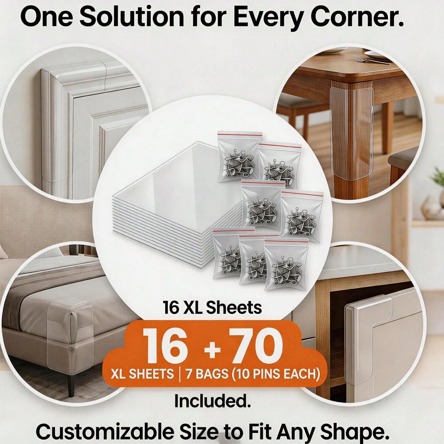 [vendor] Cat Scratch Furniture Protector Set 16 Clear Sheets, Incldes 8