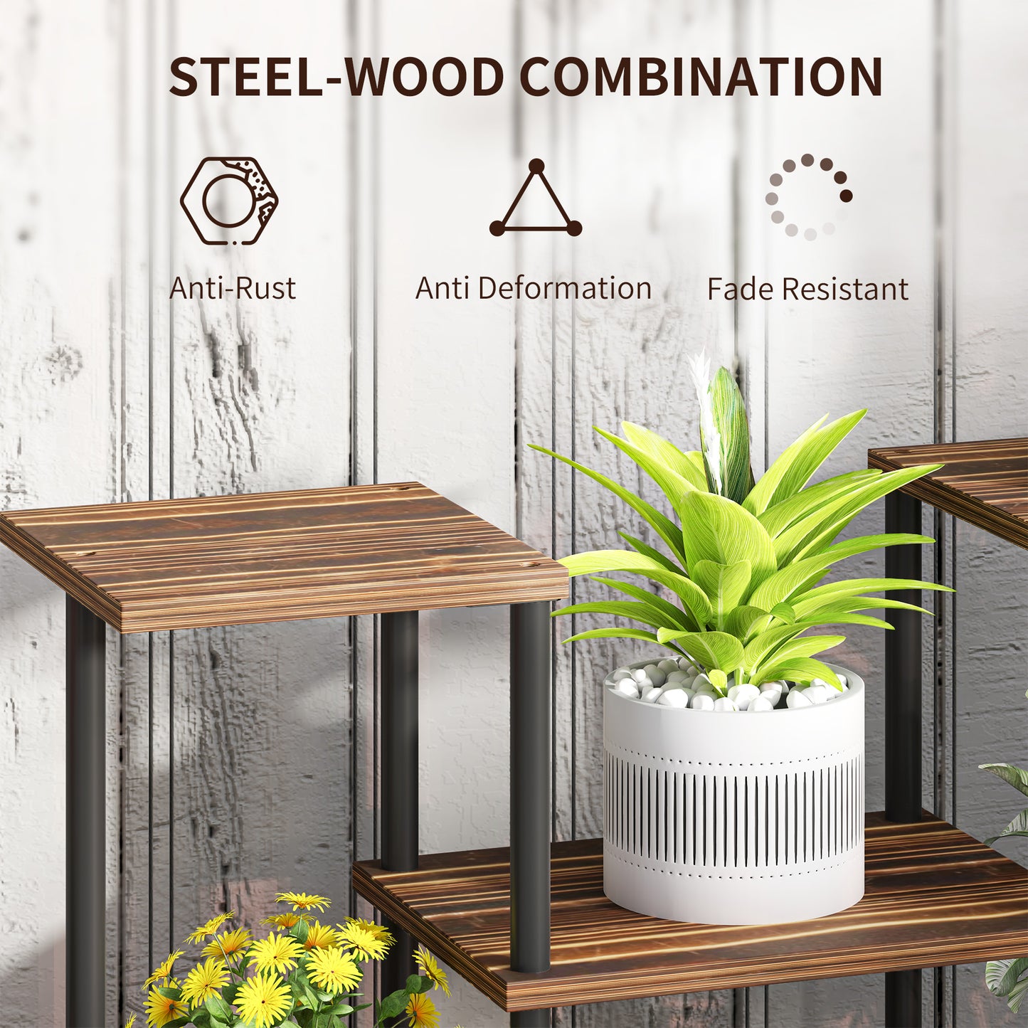 [vendor] Four-Tier Wooden Shelf Plant Stand