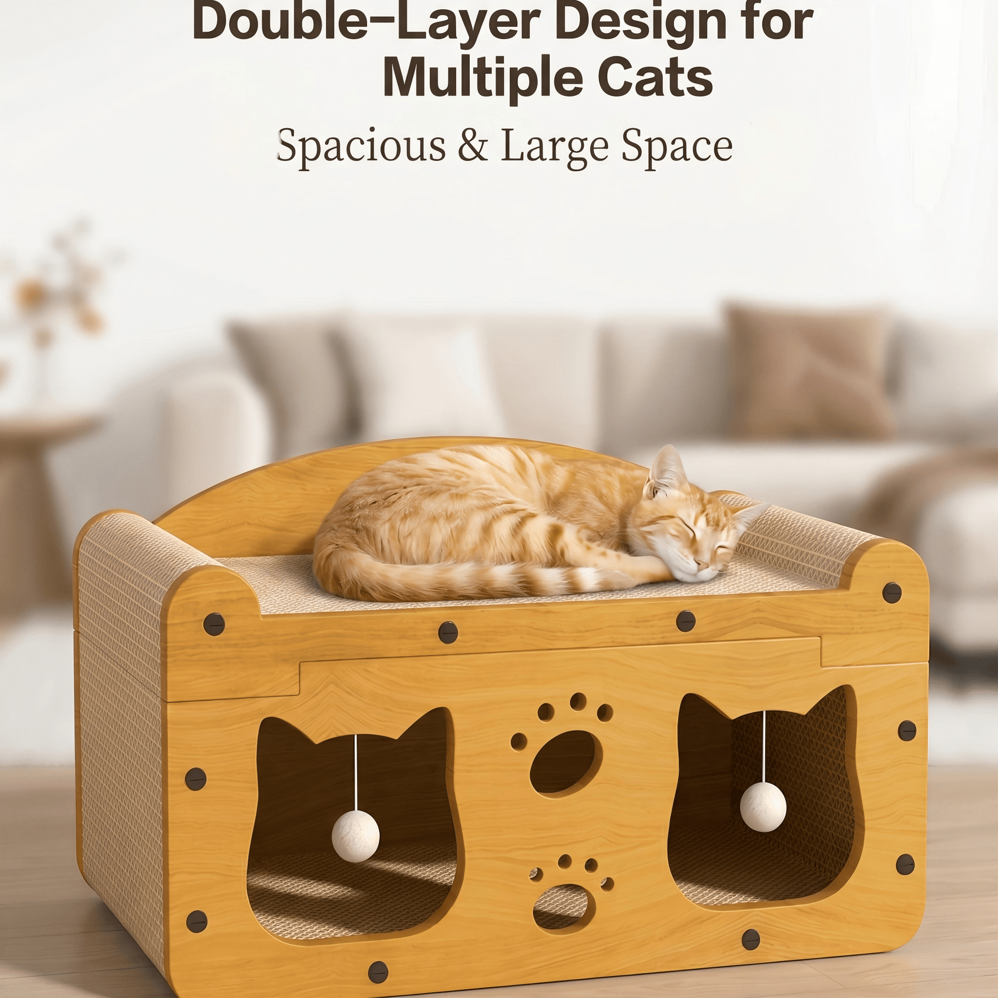 [vendor] Multi-Style Double-Layer Cat Scratcher House, 2-Tier Large Cat