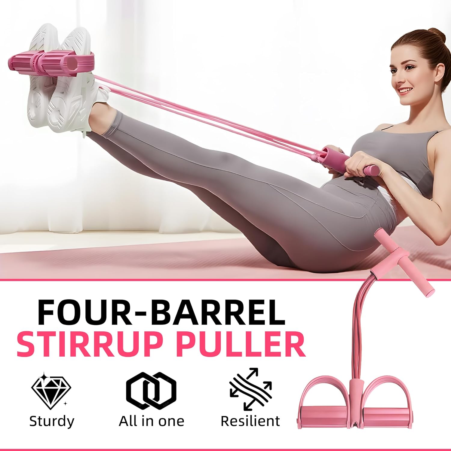 [vendor] Multifunction Pedal Resistance Band, 4-Tube Elastic Pull
