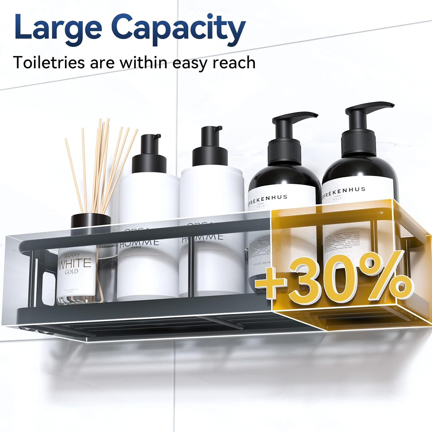 [vendor] 2 Pack Black Adhesive Shower Caddy Rustproof Large