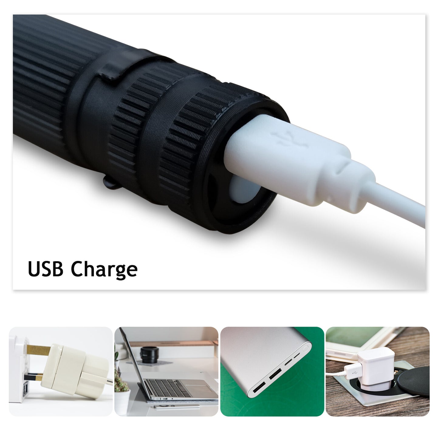 [vendor] LED Military Flashlight USB Rechargeable Tactical Zoom