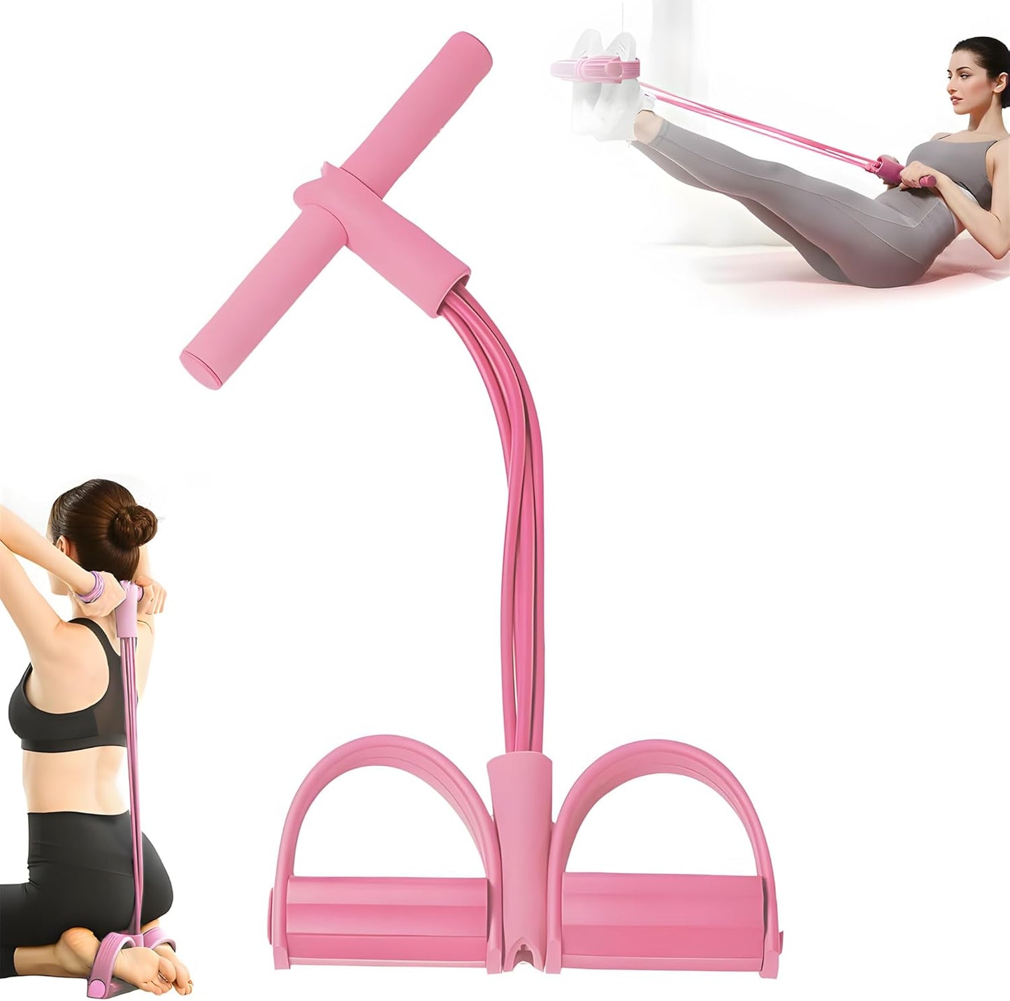 [vendor] Multifunction Pedal Resistance Band, 4-Tube Elastic Pull