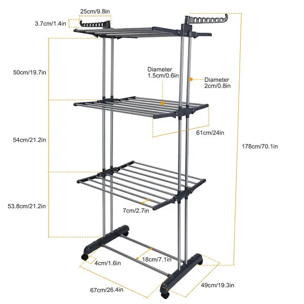 [vendor] Clothes Drying Rack Rolling Collapsible Laundry Dryer