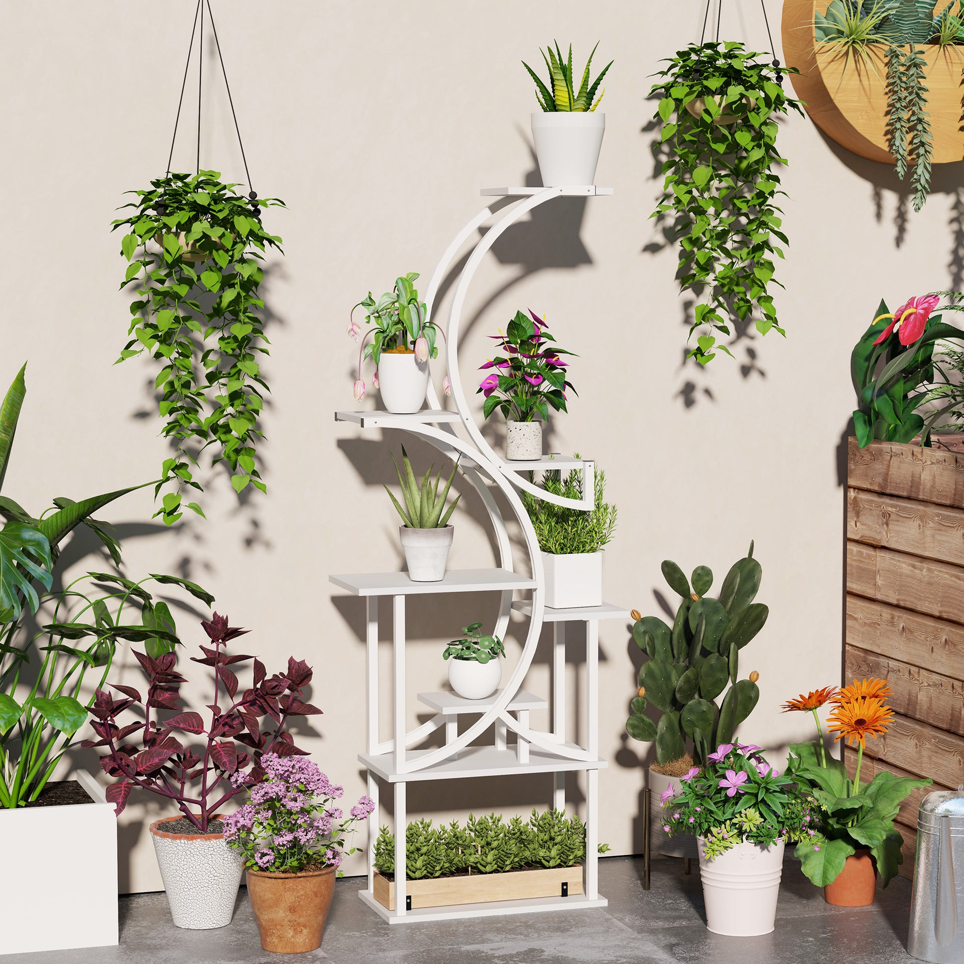 [vendor] Plant Stand Indoor, 8 Tier 62" S-Shaped Plant Shelf,