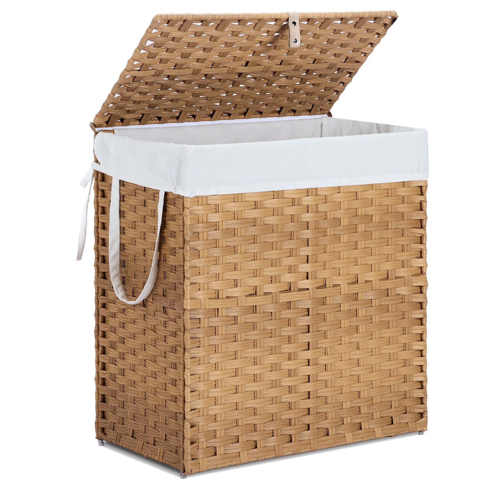 [vendor] Laundry Basket With Lid, 110 L Hand-Woven Pp Rattan
