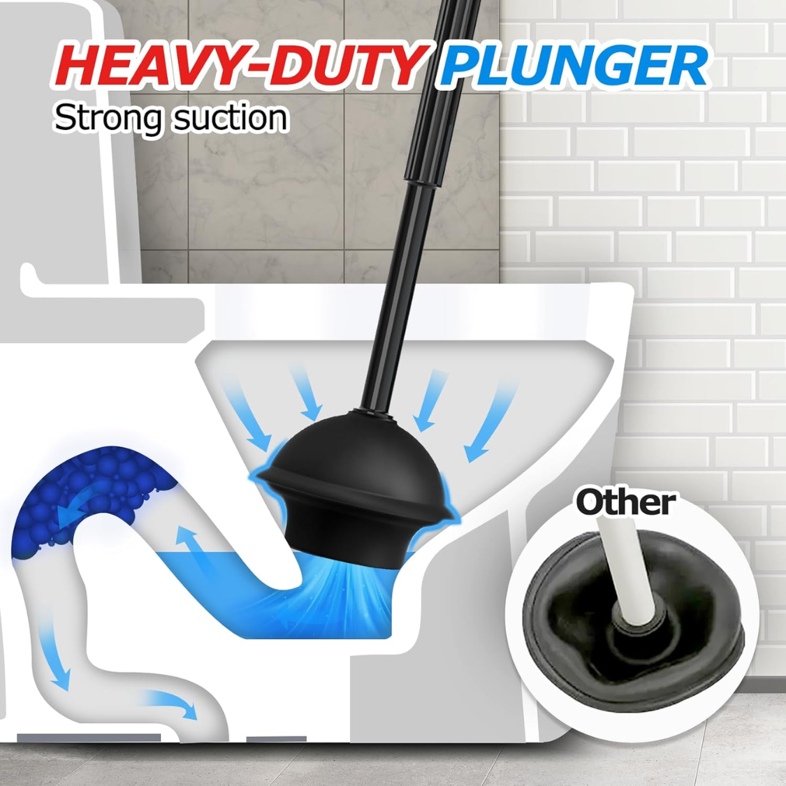 [vendor] Toilet Plunger And Brush Set Extended Handle Plunger
