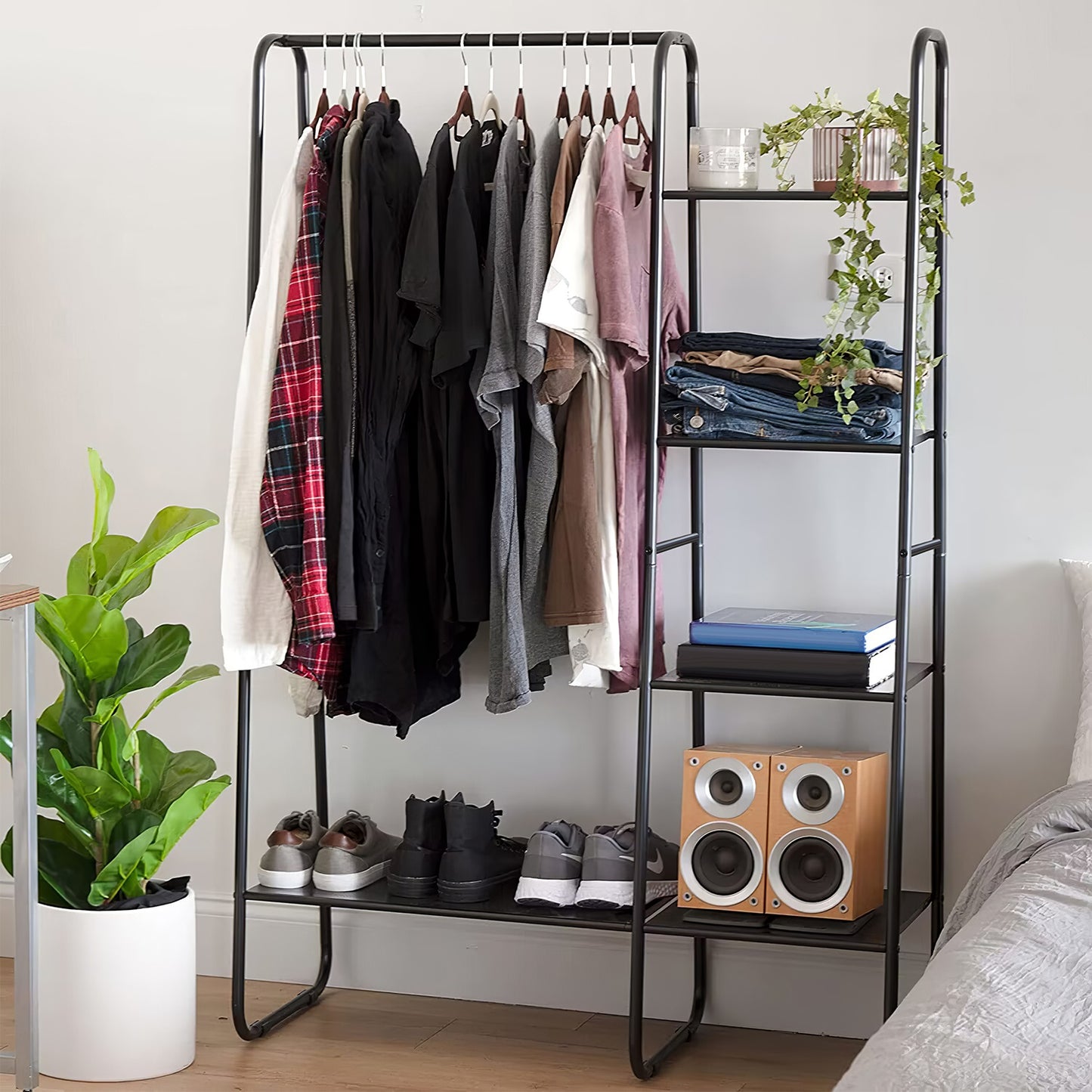 [vendor] 1Pc Metal Garment Hanging Rack Shoe Clothing Organizer