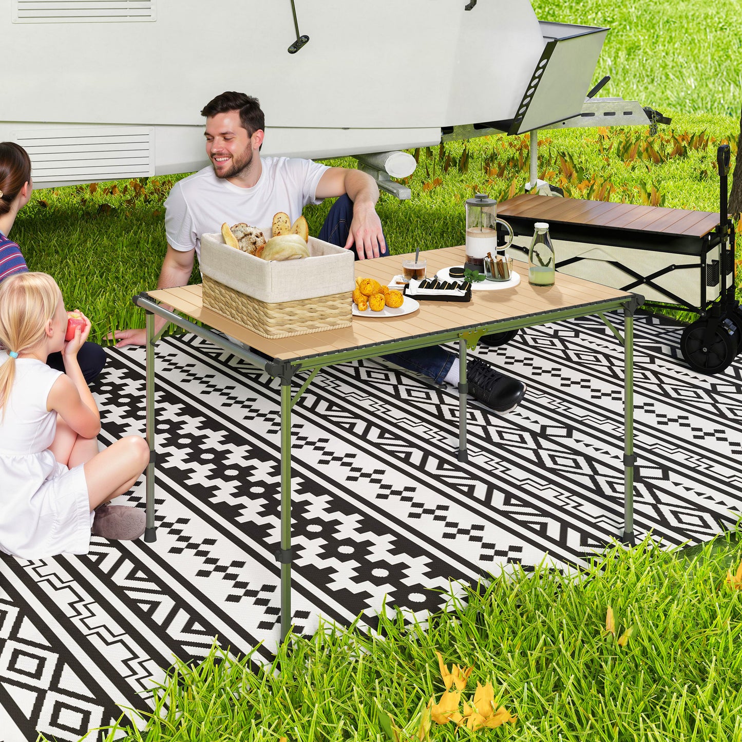 [vendor] Folding Camping Table, Adjustable Height Aluminum Table,