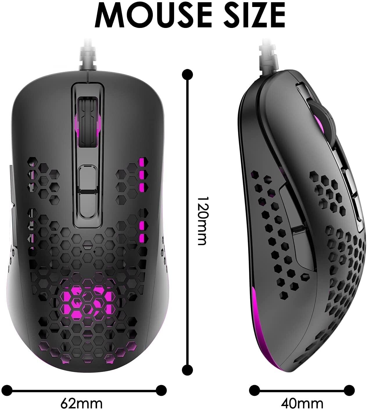 [vendor] Ultralight Wired Gaming Mouse,4 Kinds Backlit,2400DPI