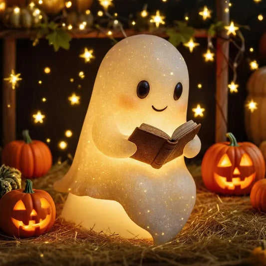 [vendor] Cute Ghost Reading Book Lamp Halloween Gifts Light Up