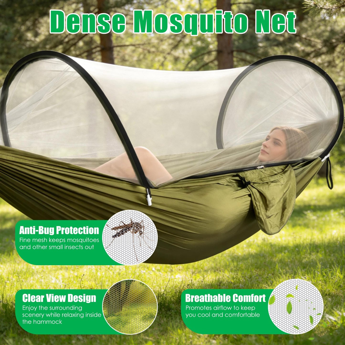 [vendor] 1Pc Camping Hammock With Mosquito Net Portable Hammock