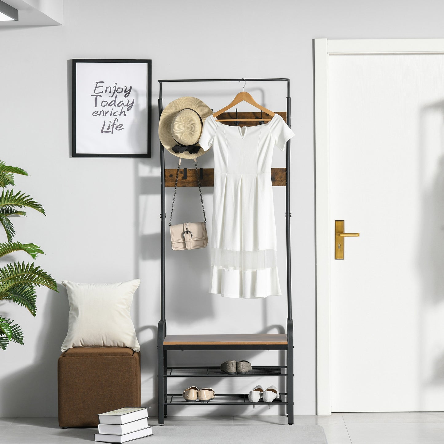 [vendor] Coat Rack Stand Industrial Hallway Shoe Rack Removable