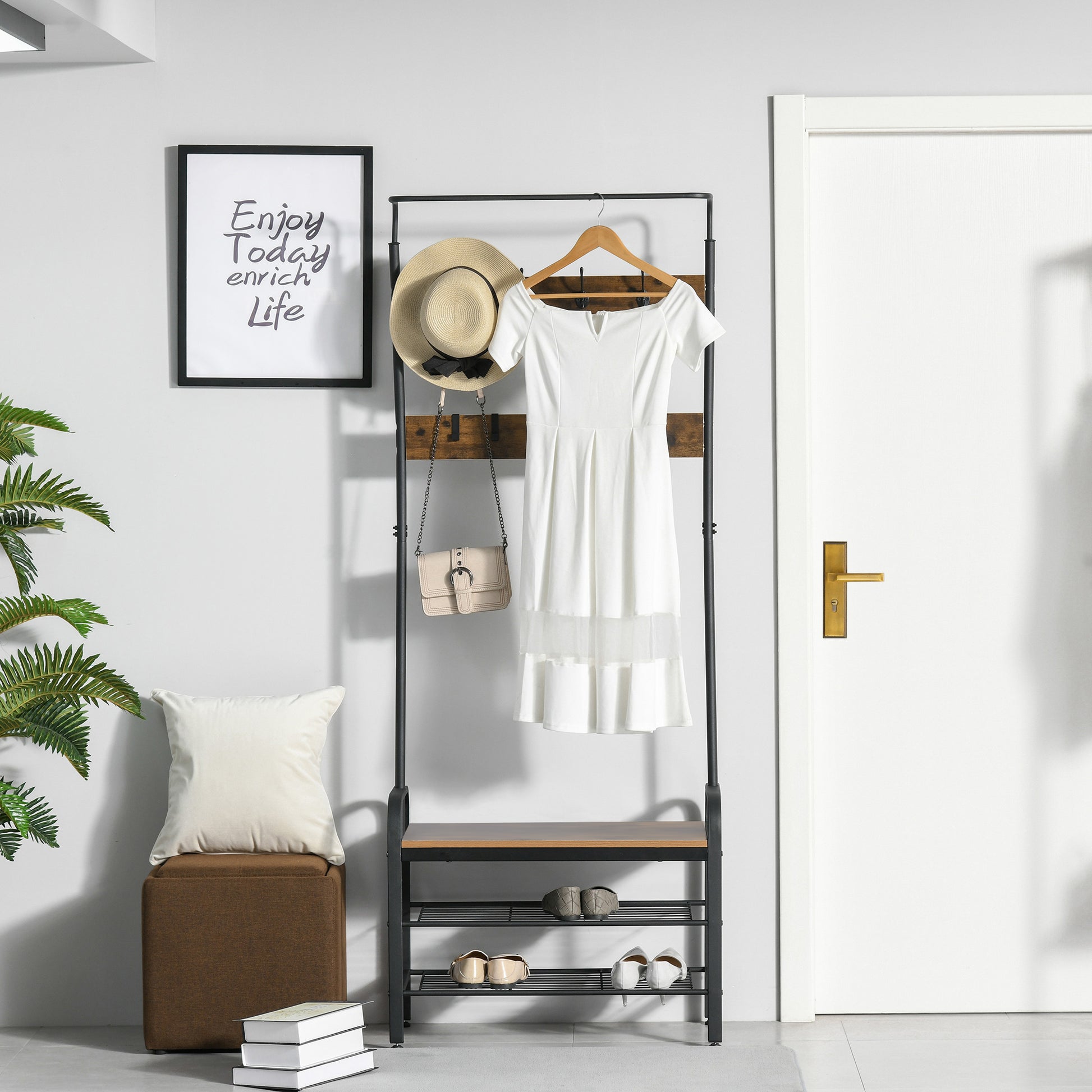 [vendor] Coat Rack Stand Industrial Hallway Shoe Rack Removable