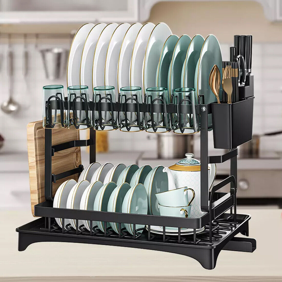 [vendor] NEW 2TIER KITCHEN SINK DISH DRAINER RACK WITH DRIP TRAY