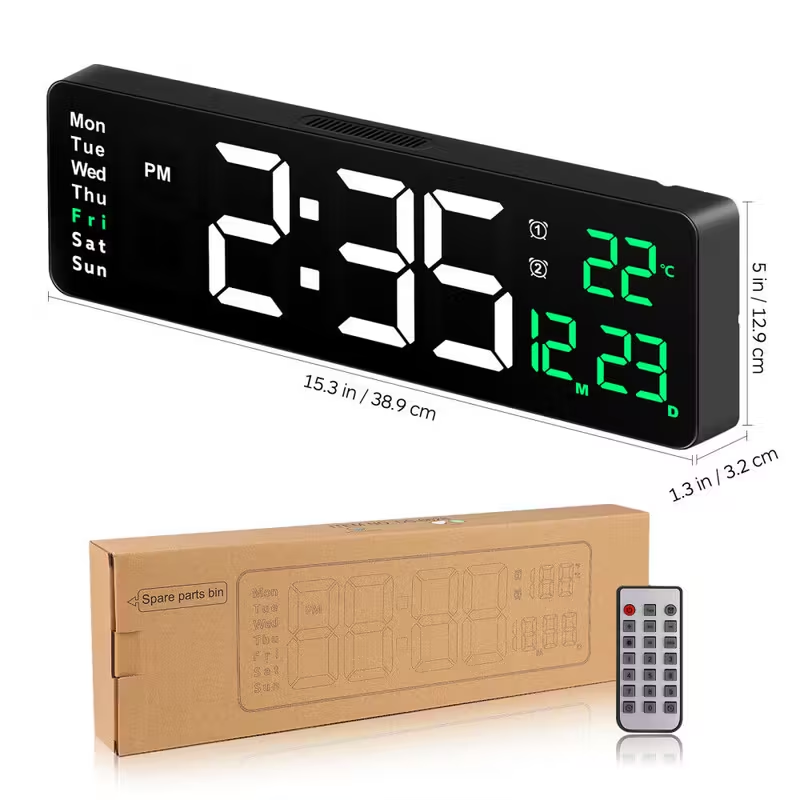 [vendor] 16 Extra-Large Digital LED Wall Clock With Alarm,