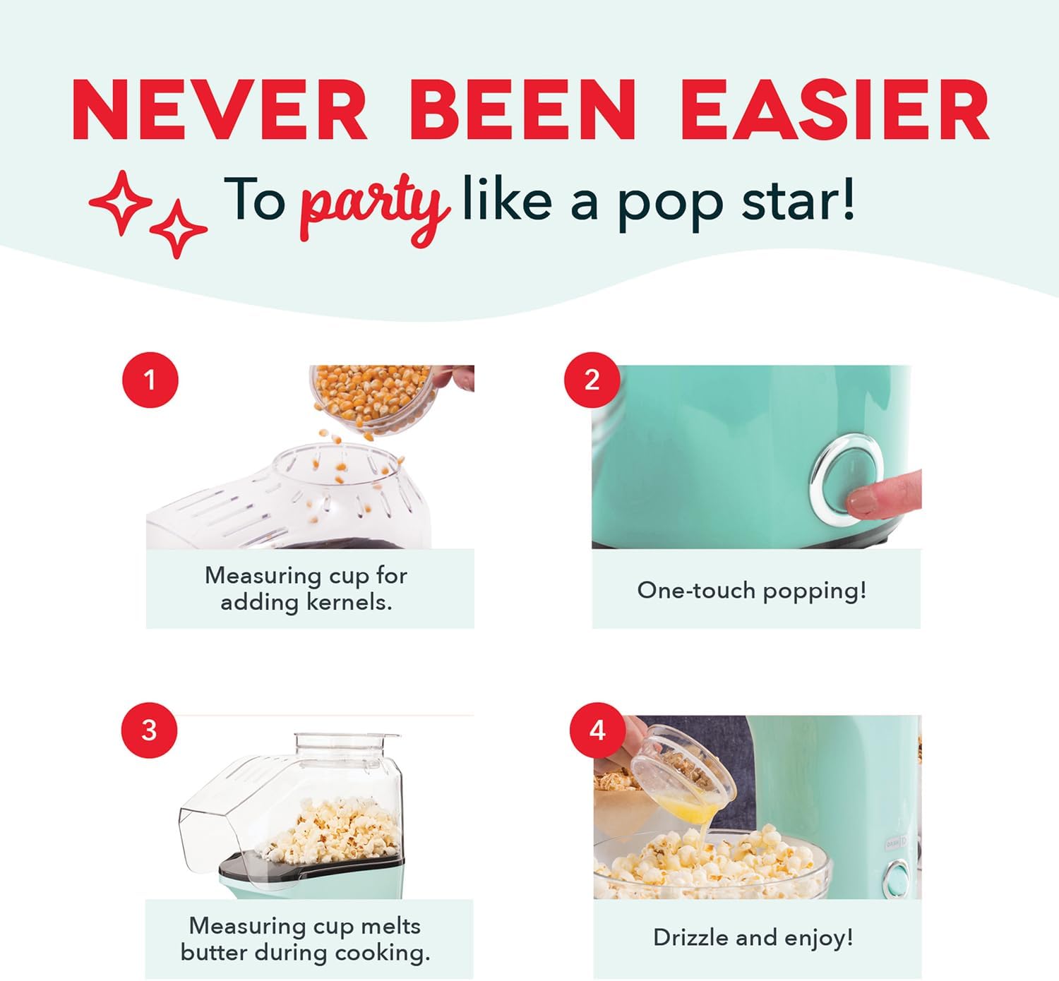 [vendor] Popcorn Maker 16 Cup Hot Air Popper Aqua Electric