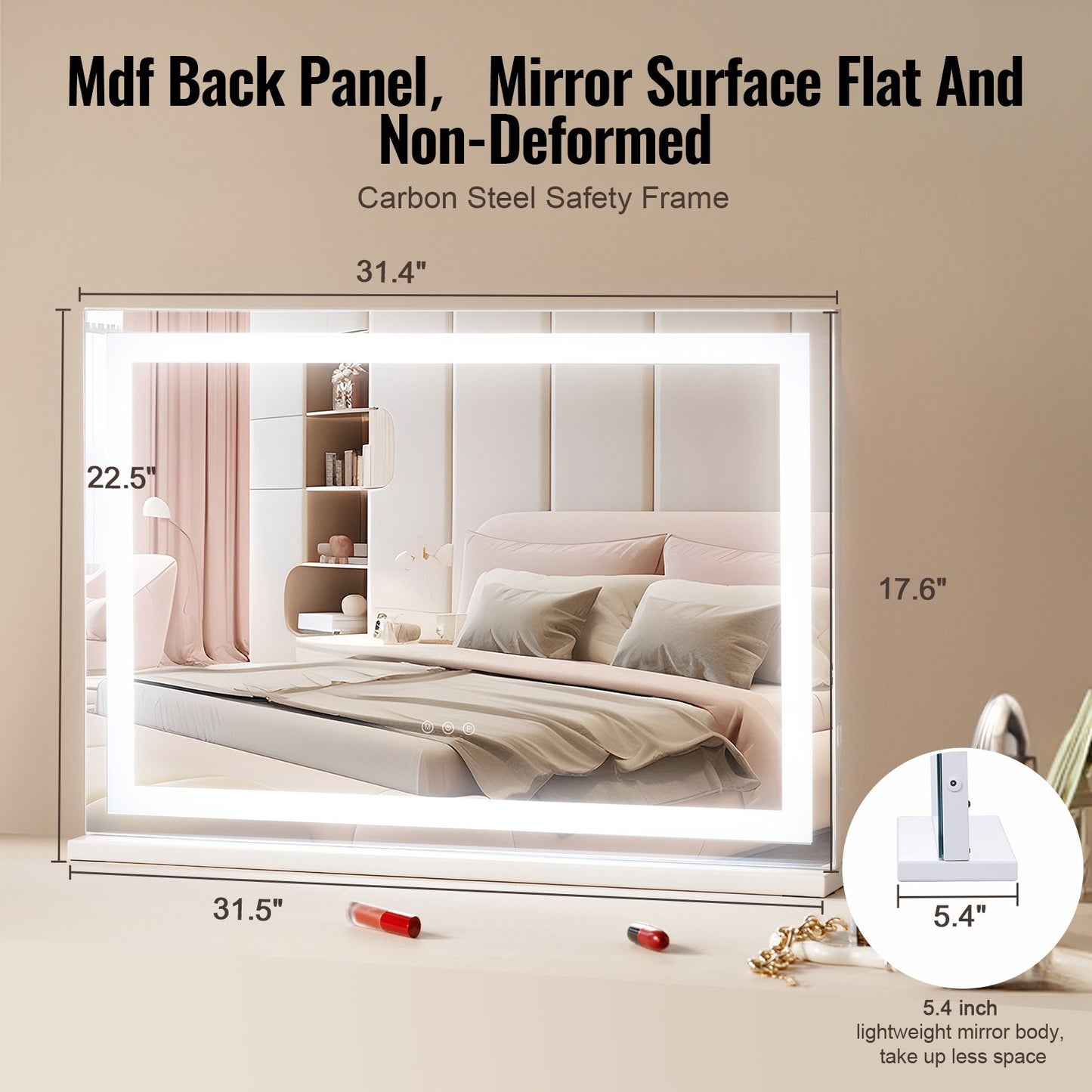 [vendor] Lighted Makeup Mirror 3 Color Vanity W/ USB Desktop