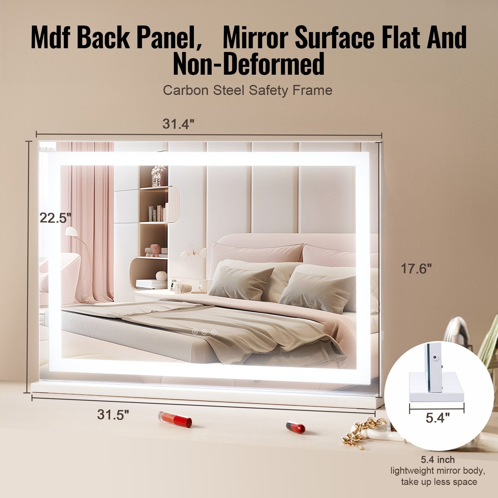 [vendor] Lighted Makeup Mirror 3 Color Vanity W/ USB Desktop