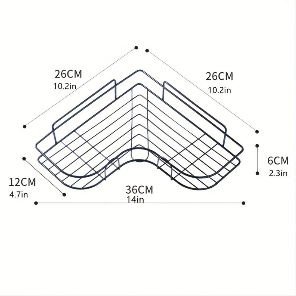 [vendor] 1pc Wall Mounted Bathroom Shelf, Shower Caddy Rack, No