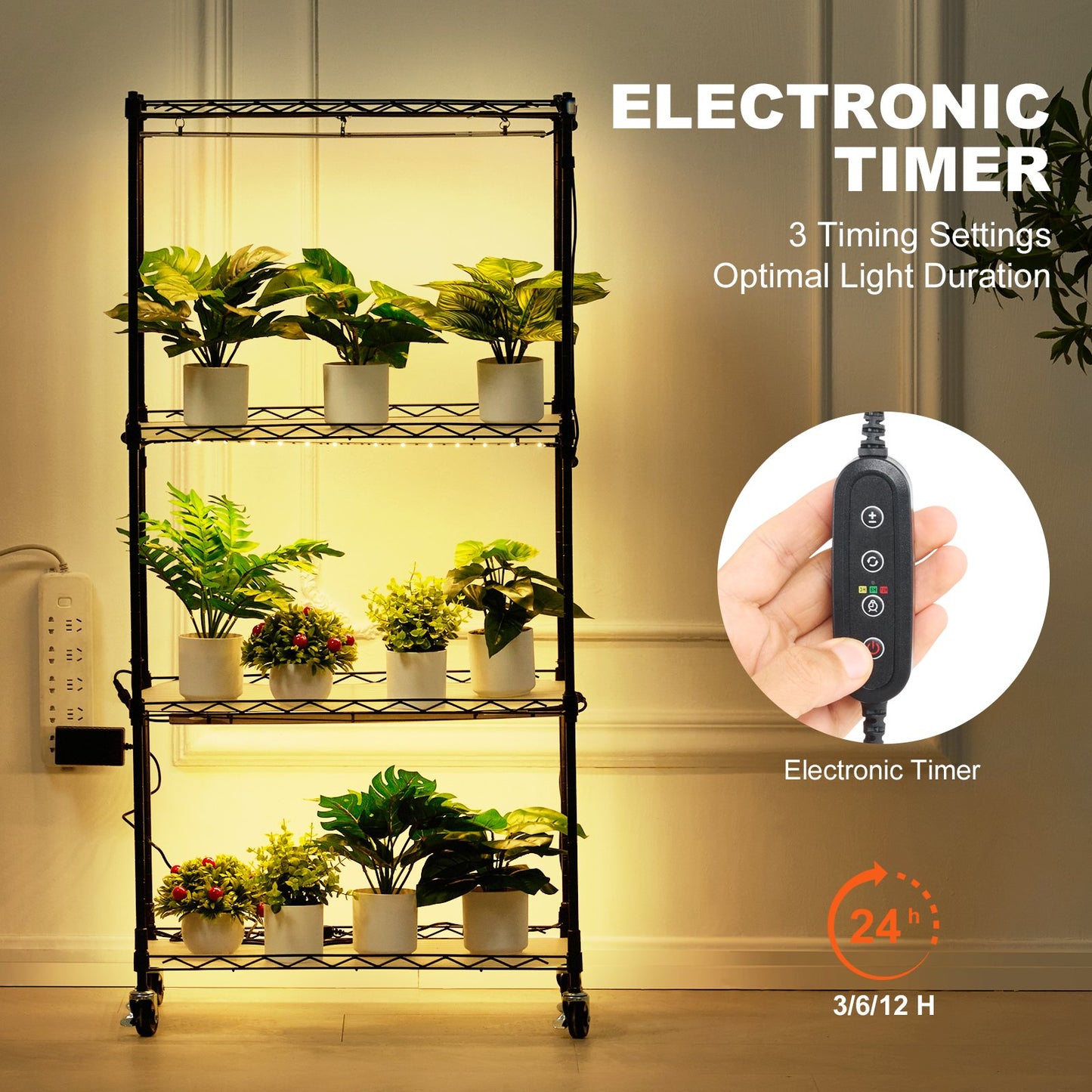 [vendor] Plant Stand With Grow Light, 4-Tier Plant Shelf With 45W