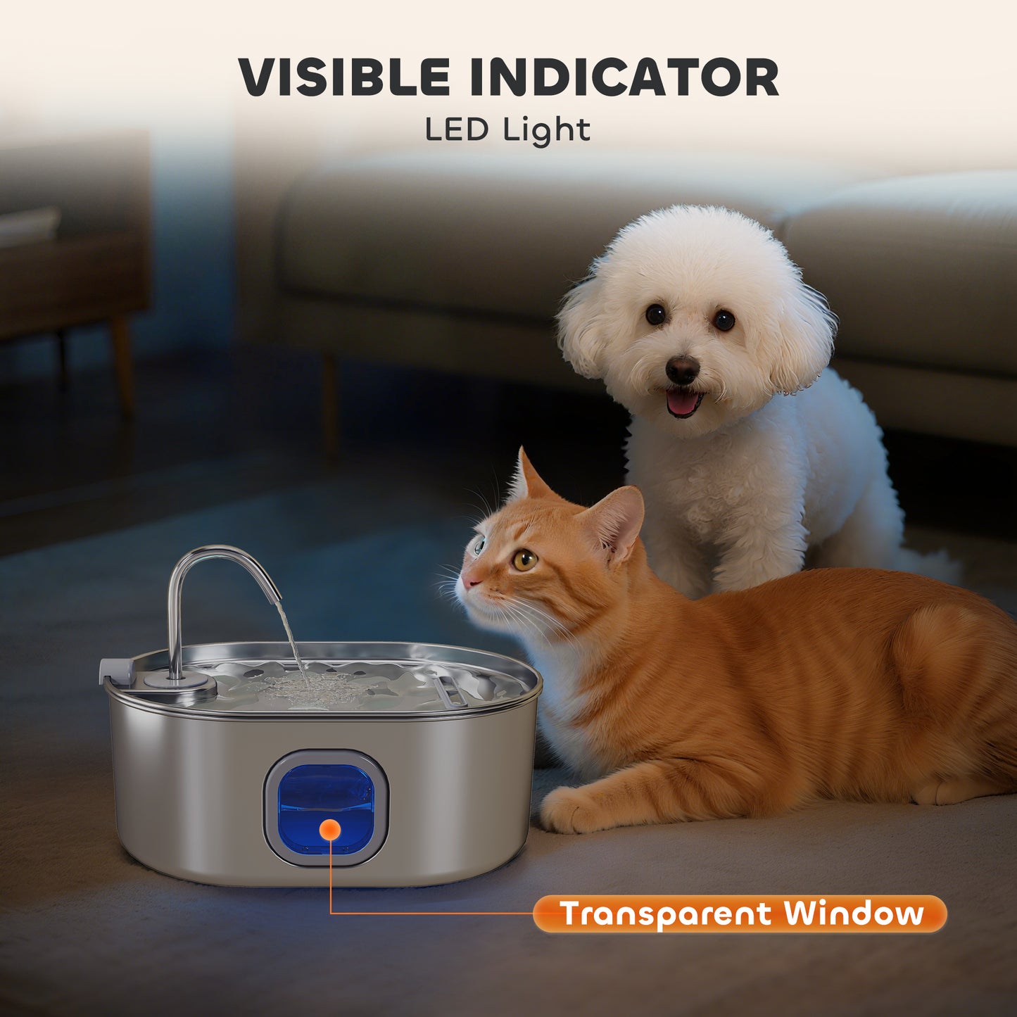 [vendor] 246 oz./7L Stainless Steel Cat Water Fountain with Filters,
