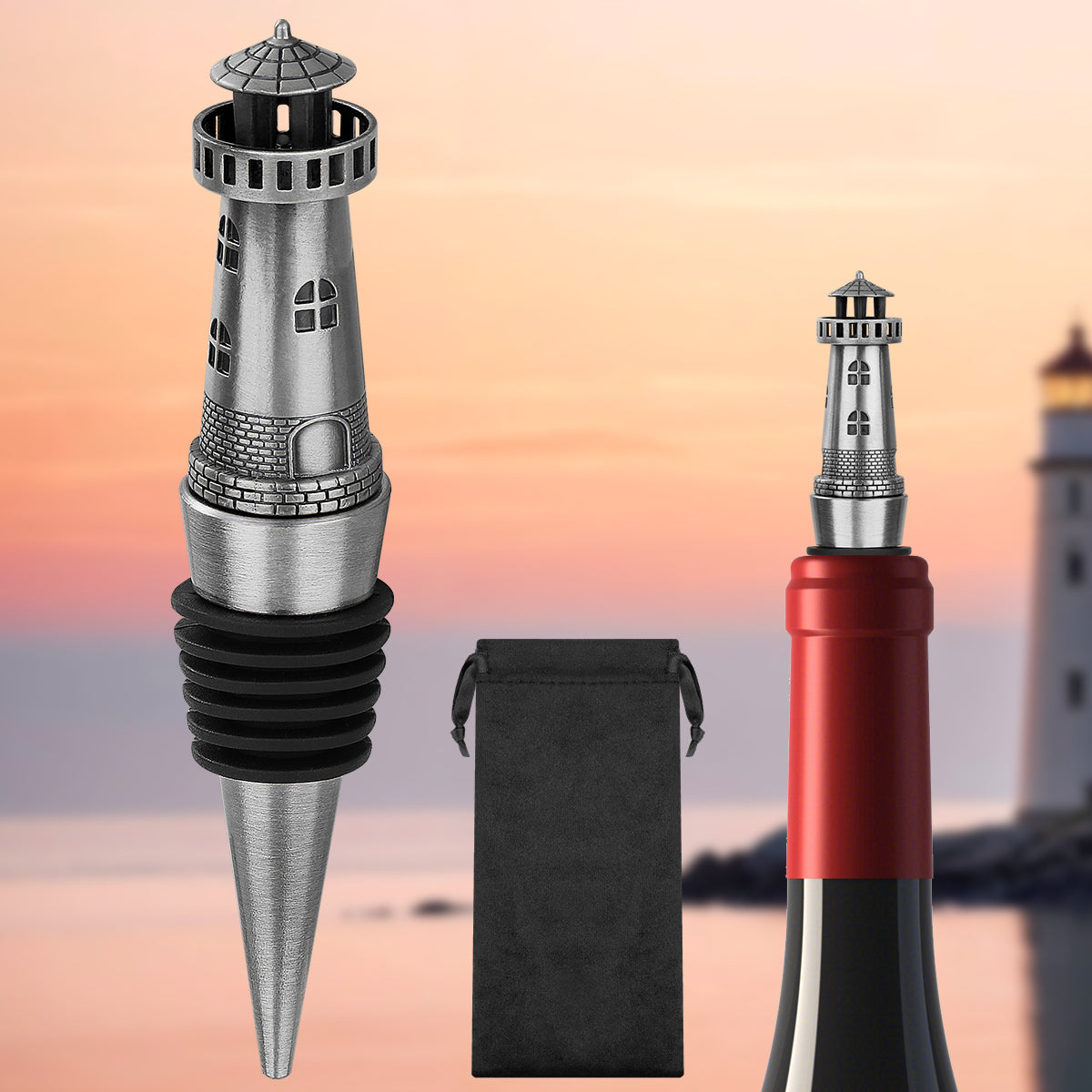 [vendor] Creative Lighthouse Wine Stopper, Seals The Aroma Of