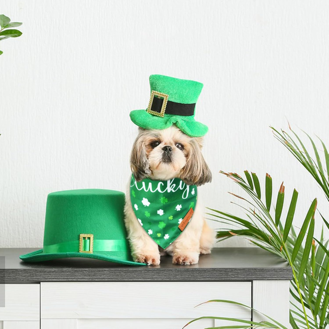[vendor] 2 Pieces St. Patrick's Day Dog Bandanas, Double-Sided Reversible