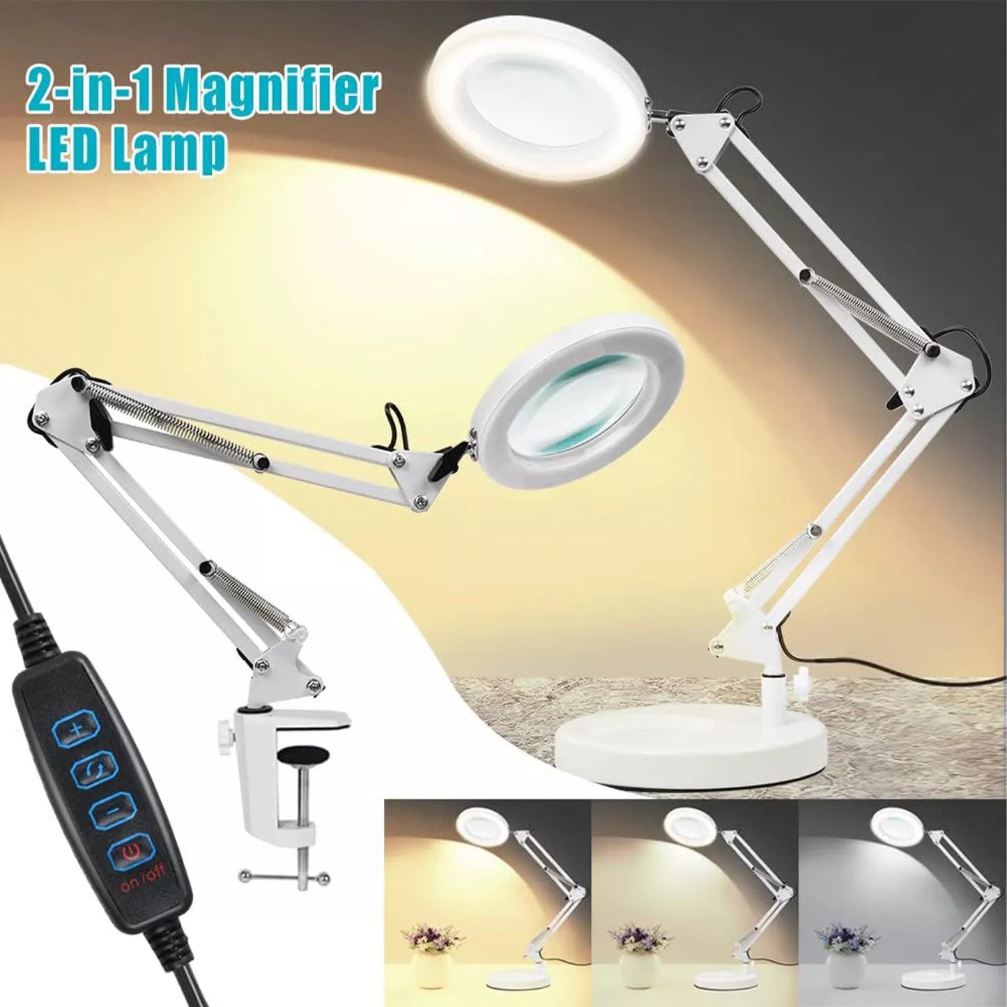 [vendor] 10X Magnifying Glass Desk Light Magnifier LED Lamp