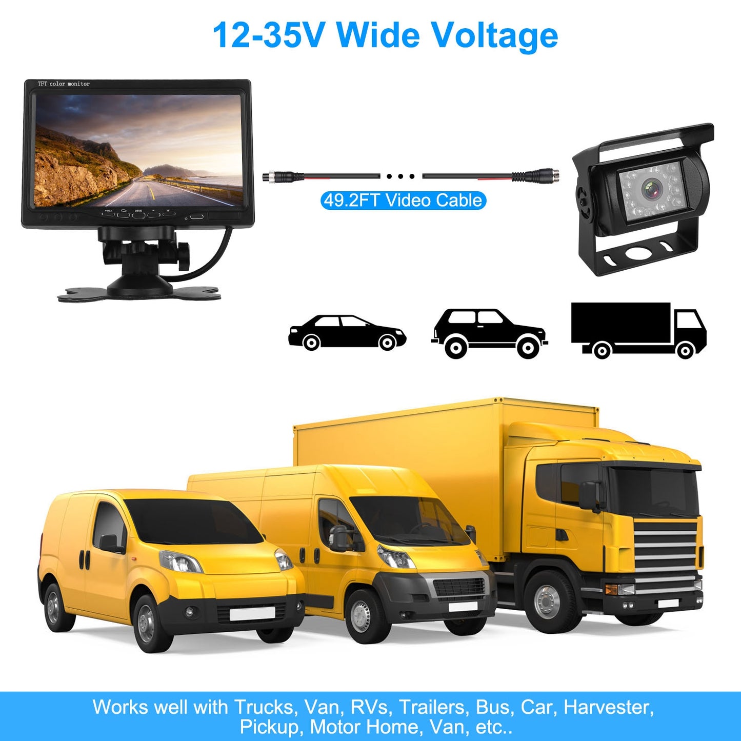 [vendor] 1Pc 7In Screen Backup Camera System Vehicle Rear View