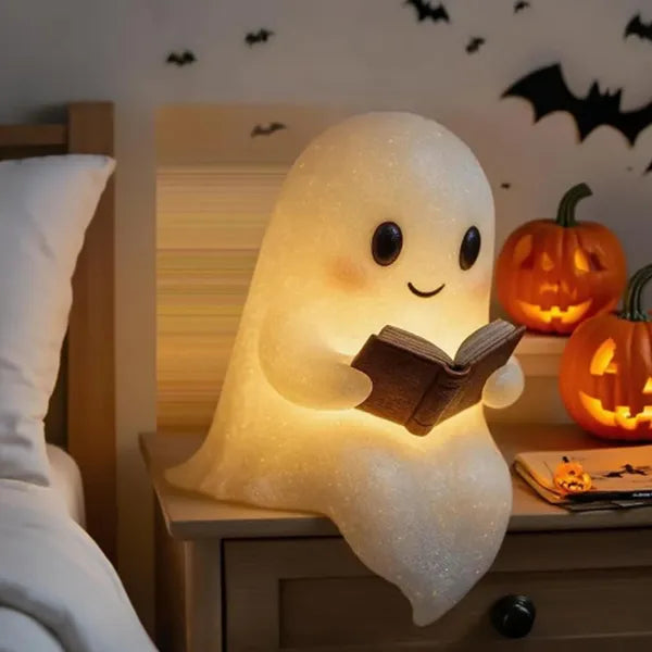 [vendor] Cute Ghost Reading Book Lamp Halloween Gifts Light Up