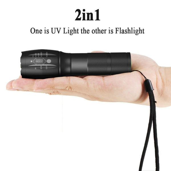 [vendor] (2 Pack) 2 IN 1 LED Flashlight UV + White Zoomable LED