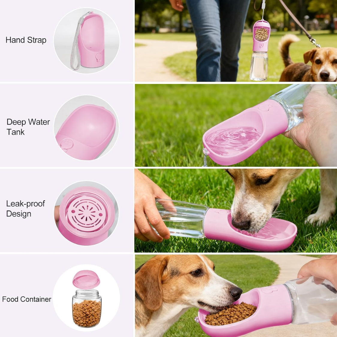 [vendor] Portable Dog Water Bottle With Food Container, Drinking Bottle For