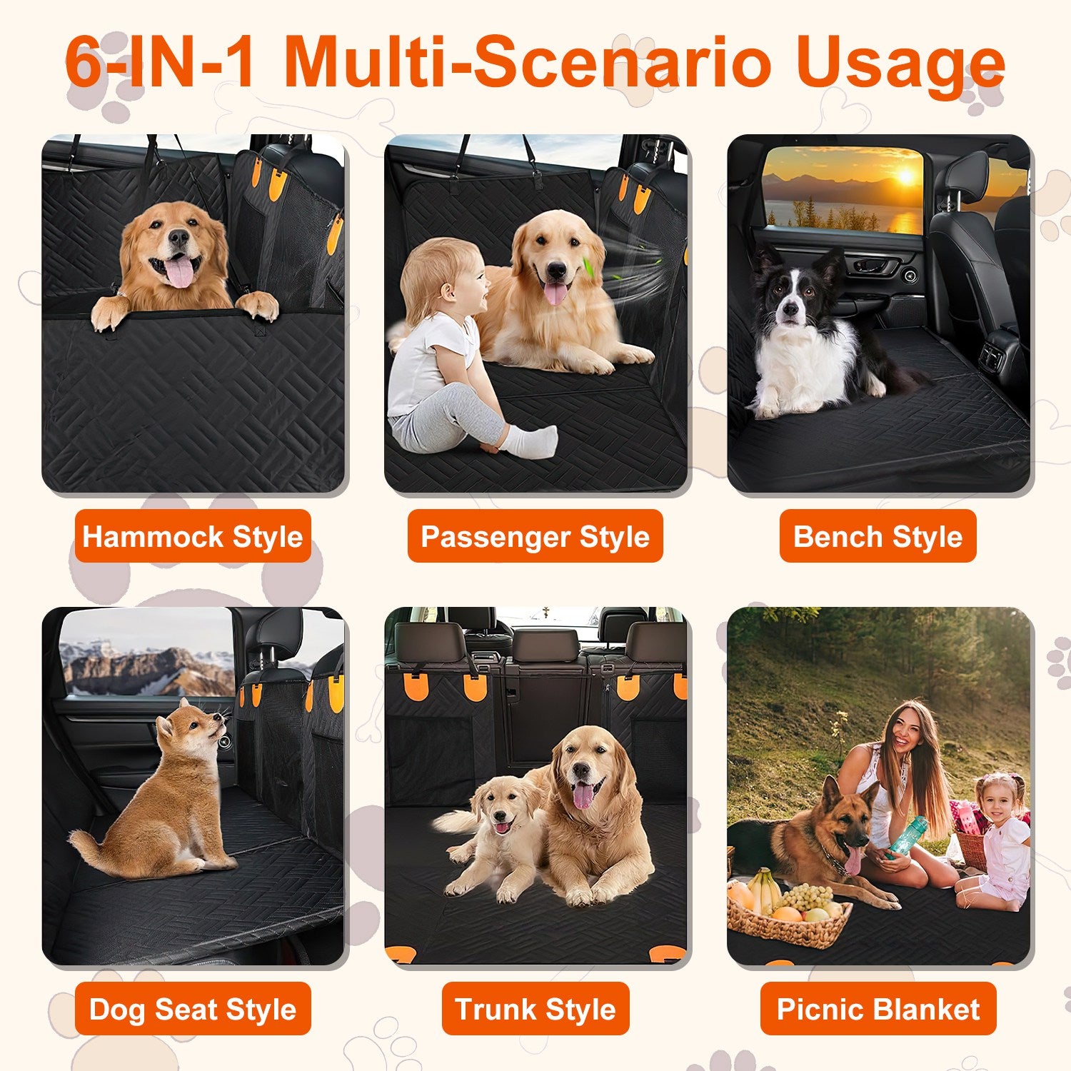 [vendor] 1Pc Dog Car Seat Cover For Back Seat Waterproof Oxford Cloth Seat