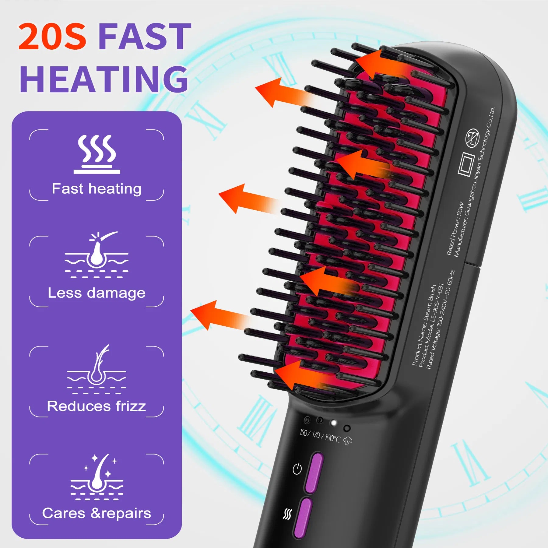 [vendor] Hair Straightener Brush, Ionic Plus Steam Straightening