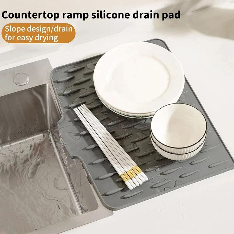 [vendor] Silicone Dish Drying Mat, Heat-Resistant & Non-Slip Mat