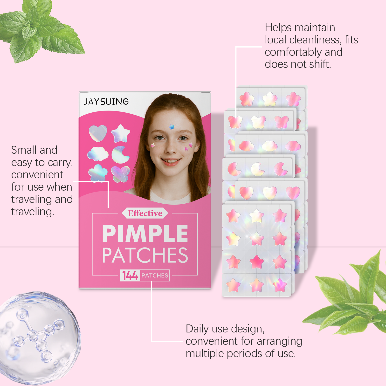 [vendor] Cute Shaped Pimple Patches, 144 Count Hydrocolloid Acne