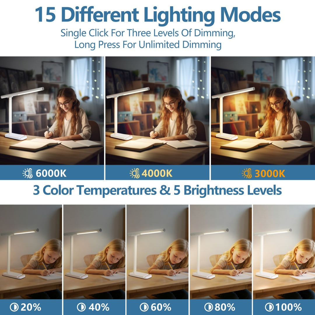 [vendor] LED Desk Lamp 360 Adjustable, USB Charging Port, 5 Light