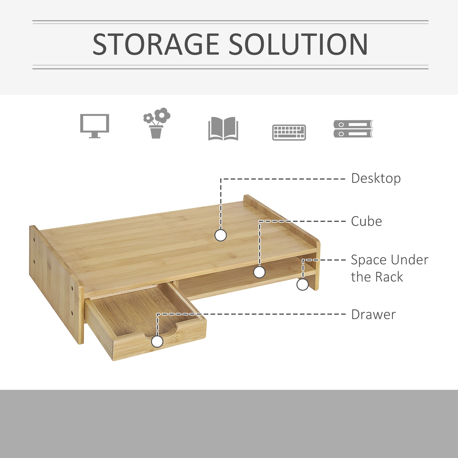 [vendor] Monitor Riser Laptop PC Plinth Stand TV Computer Desktop