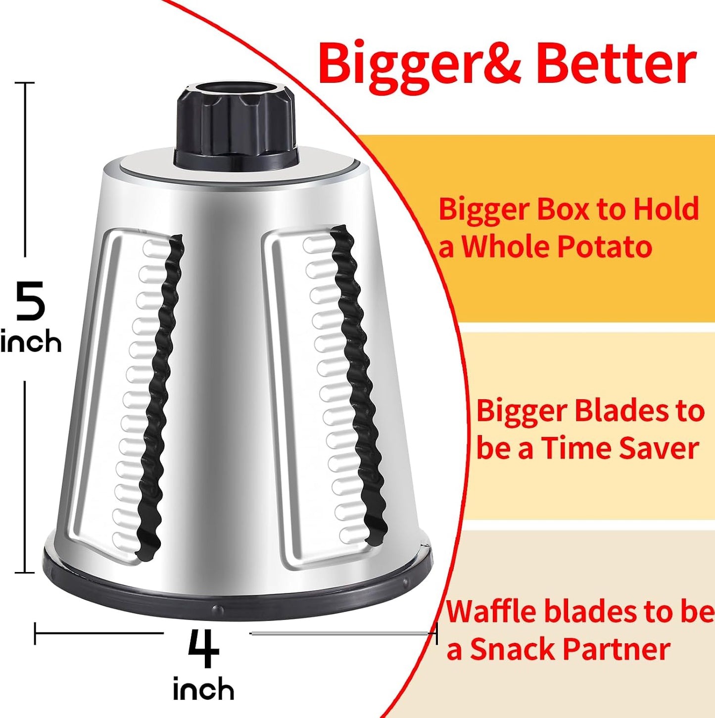 [vendor] 4 In 1 Large Cheese Grater, Hand Crank Rotary Shredder,