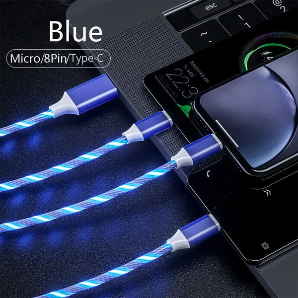 [vendor] 3 In 1 LED Fast Charging Cable Adapter For Micro USB