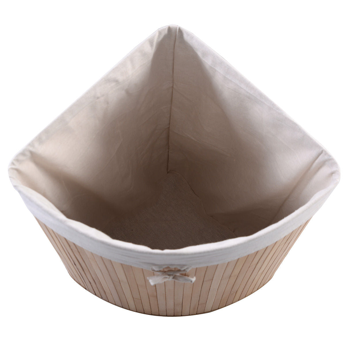 [vendor] Corner Bamboo Hamper Laundry Basket-Natural