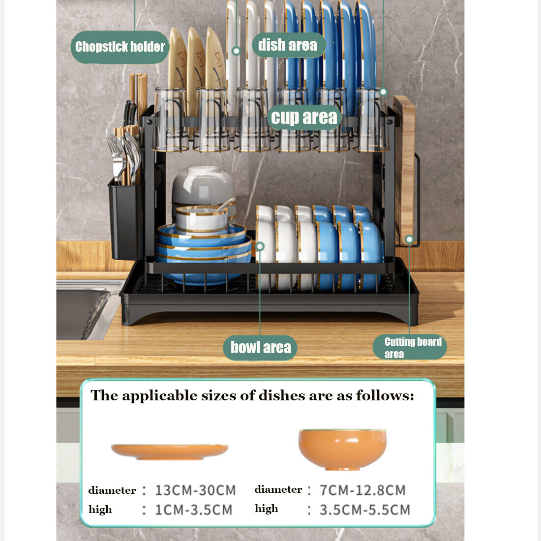 [vendor] NEW 2TIER KITCHEN SINK DISH DRAINER RACK WITH DRIP TRAY