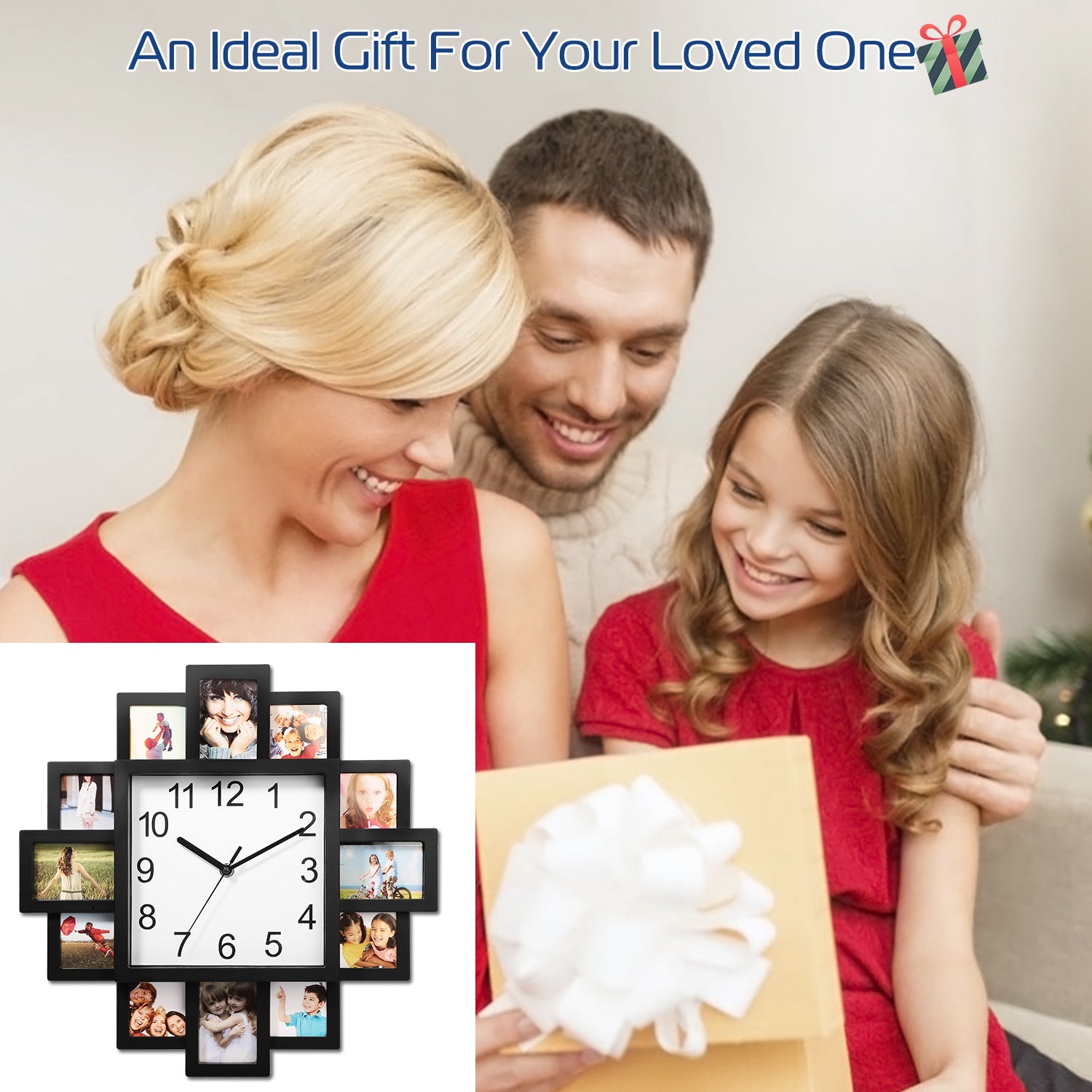 [vendor] 1Pc Photo Frame Clock Picture Collage 12-Picture Display